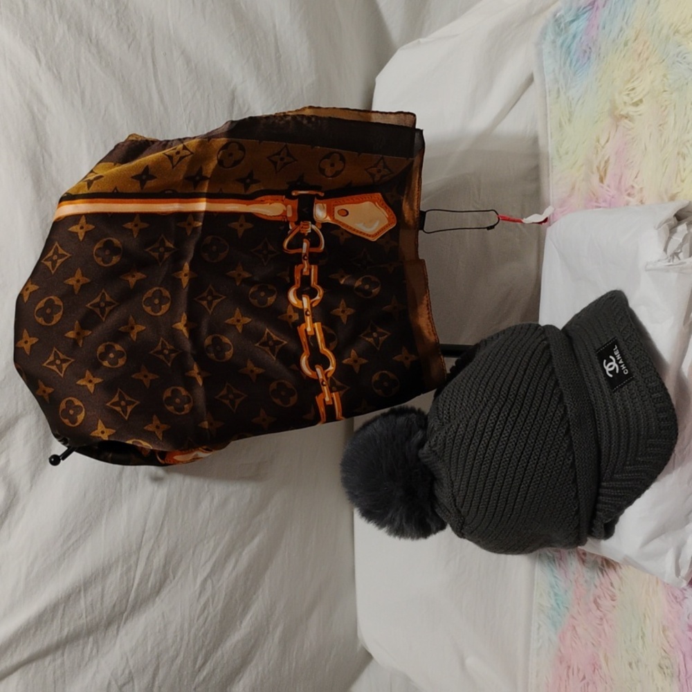 (#2) NWT Large Silk Scarf & Adorable Fashion Beanie